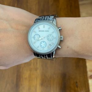 Michael Kors Women's MK5020 Mother of Pearl Chronograph Stainless Steel Watch